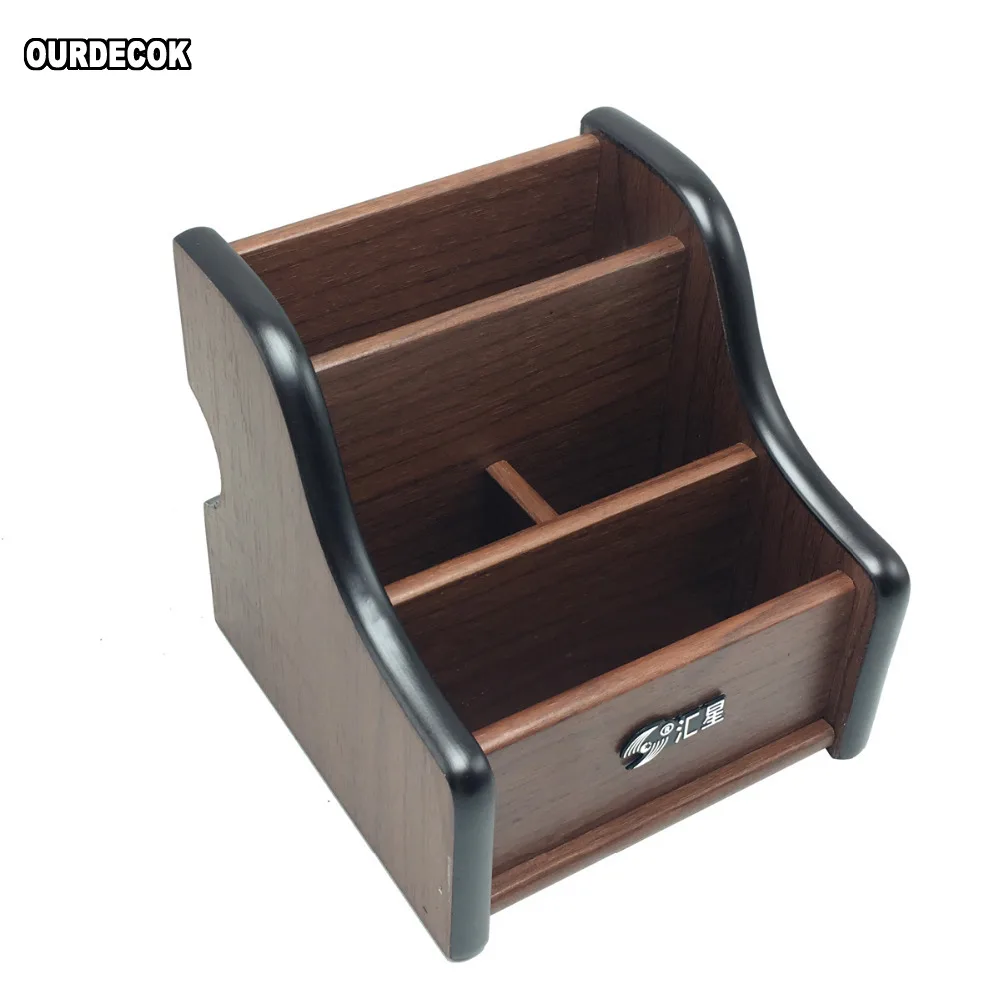 

Creative Wood Board Remote Control Storage Box Phone Knife Pen Coffee Table Stand Desktop Board Storage Box Brown