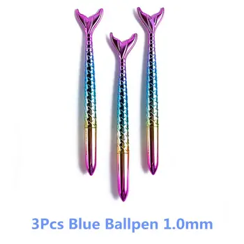

3PCS Cute Mermid Pens Kawaii Ball Pens Creative Gradient Ballpoint Pens For Kid DXAB