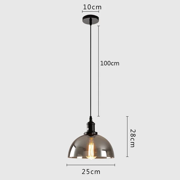 Винтажный промышленный подвесной светильник Ретро серое стекло подвесной светильник для барная лестница столовая E27 Лампа Эдисона освещение - Цвет корпуса: H Style 25cm