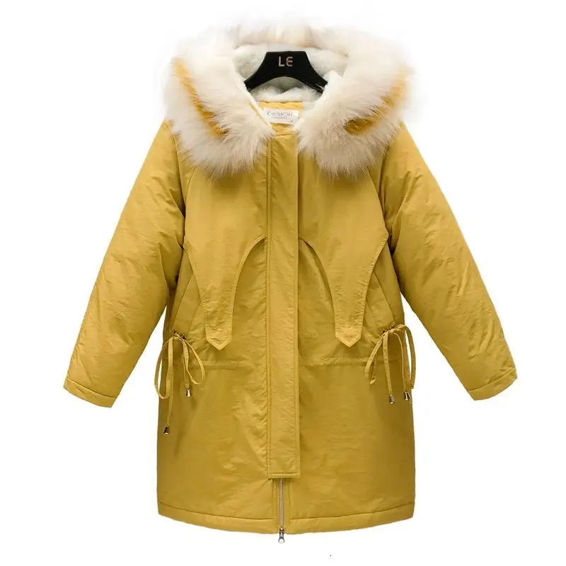 Winter Women Down Cotton Coat Jacket Long Park Long Style New Winter Jacket Loose Jacket Big Wool Collar Jacket