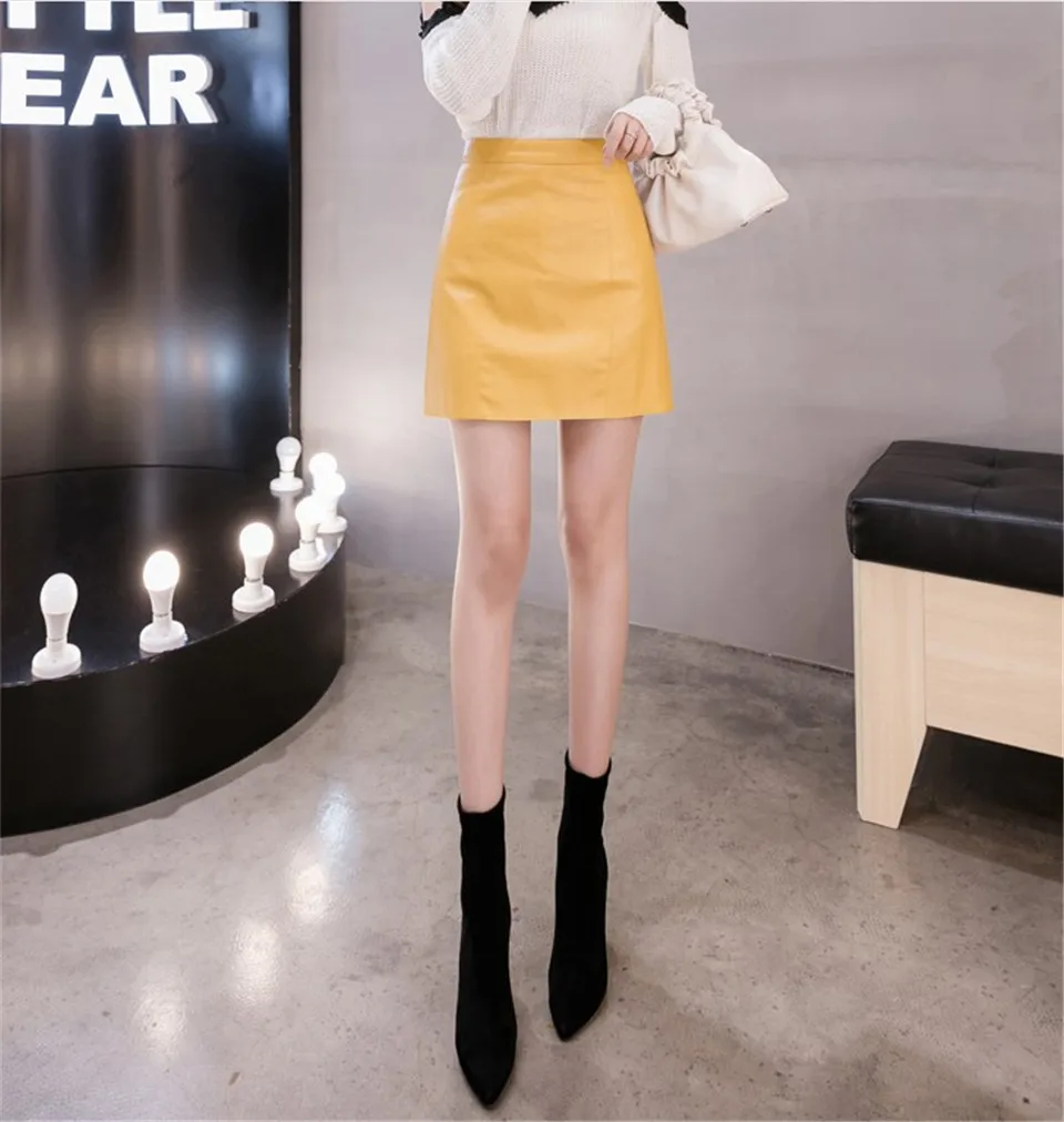 Leather Skirt Mini Pencil Black Women High Waist Skirts Clothing Winter Fall Harajuku Shortvintage Fashion Pu Streetwear