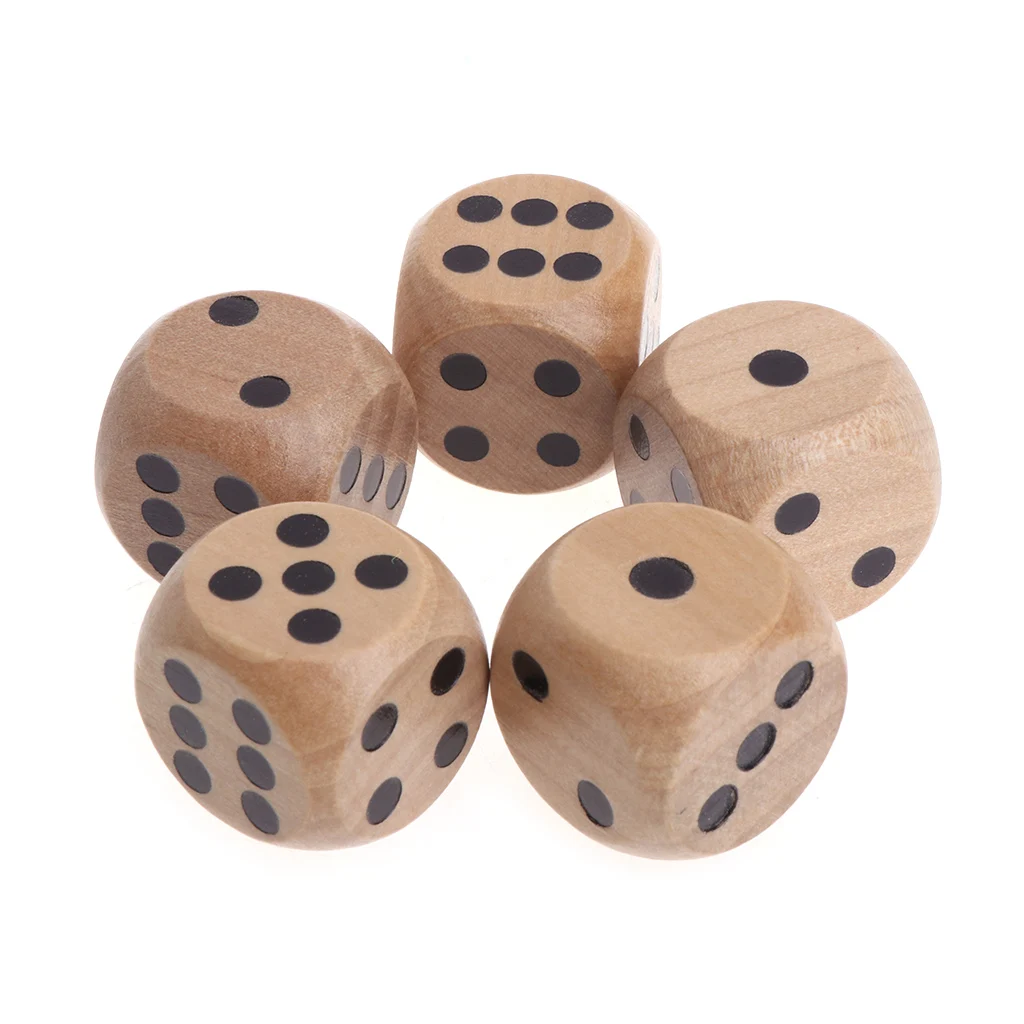 7pcs  Wood Dice 20mm Kids Children Toys Game 6 Sided Dice Point Style S
