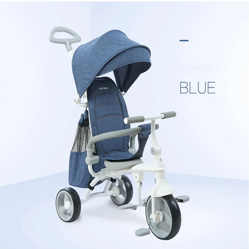 Blue Детский трехколесный велосипед детская коляска 9 months to 5 years Old портативный складной многофункциональный путешествия удобство для ребенка подарок на день рождения - Цвет: Blue