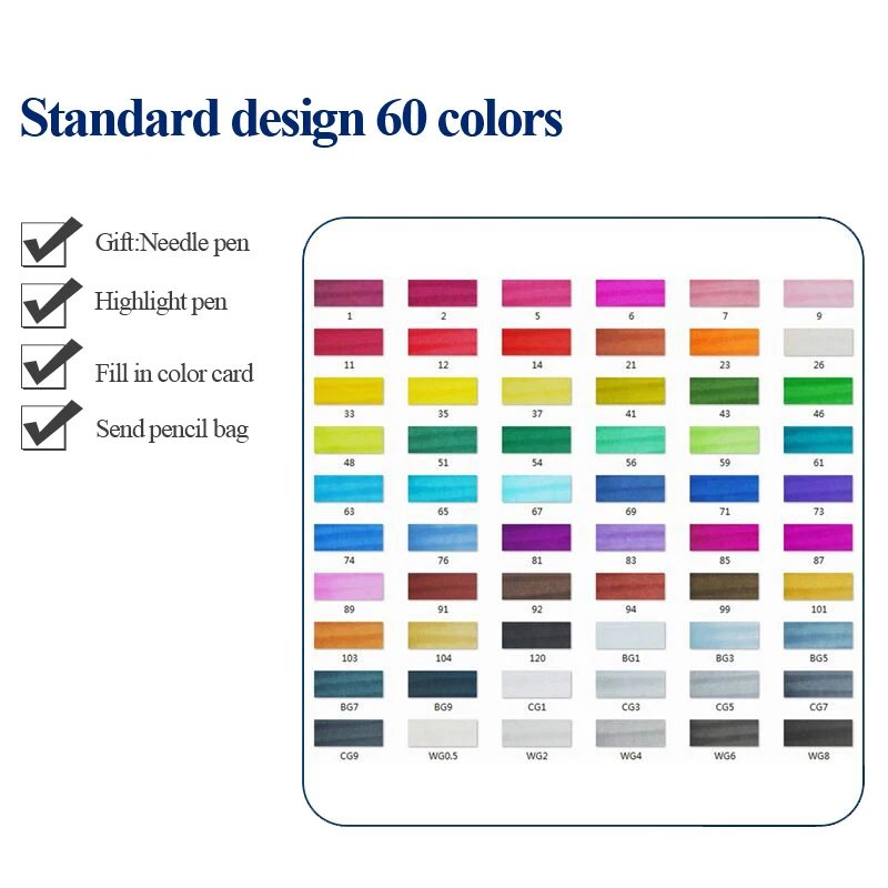 STA 3203 маркер для рисования набор двойной головой художественный эскиз жирной на спиртовой основе Маркеры Ручка 30/36/40/48/60/80/128/201 Цвета для анимации - Цвет: Standard-60-colors