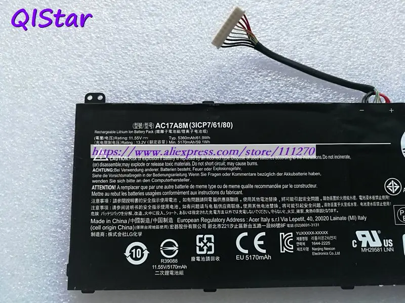 QISTAR 11,5 V 5360mAh подлинный AC17A8M Аккумулятор для ноутбука acer Spin 3 SP314-52-549T SP314-52-331FP ноутбук