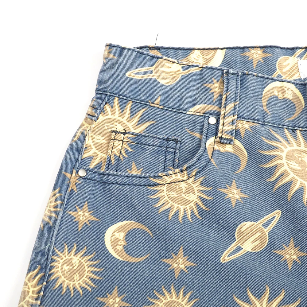 Waliicorners Women Short Pant School Loose Streewear Sun Star Ladies Short Jeans Womens denim Shorts Fit Planet 14 Hd42414575c064b75a1421bccb87a38a2l