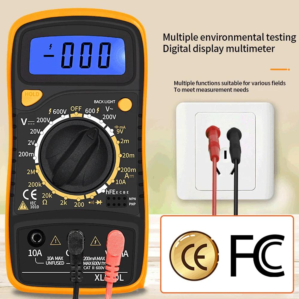 

XL830L Digital Multimeter Mini Voltage And Ammeter Portable Multifunction Power Meter 9V Battery AC / DC