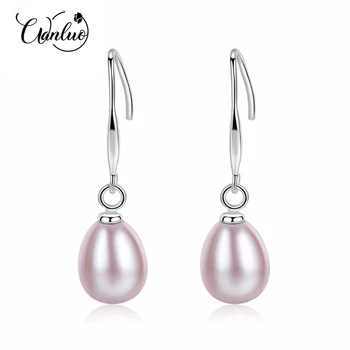 

WANLUO S925 Silver Drop Earrings Accessories For Women Minimalism Design Drop Tear Statement Natural Pearl Symmetrical Eearrings