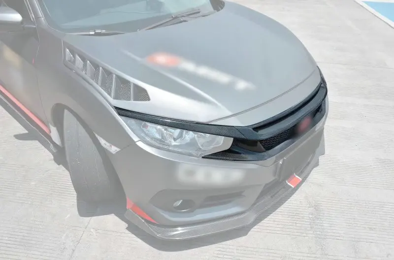 Для Honda 16-18 10th Gen Civic FC кг-Стиль из углеродного волокна на переднюю решетку, глянцевое покрытие бампер решетка Набор волокна дрейф решетки крышка комплект