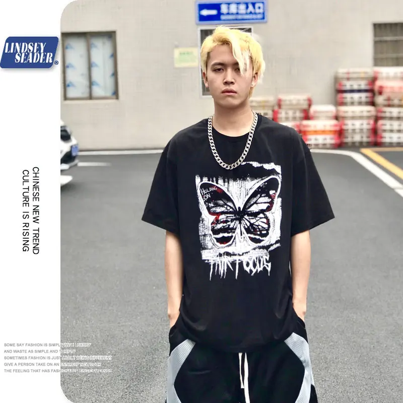 Мужская Футболка Harajuku с забавными бабочками футболки в стиле хип-хоп уличная