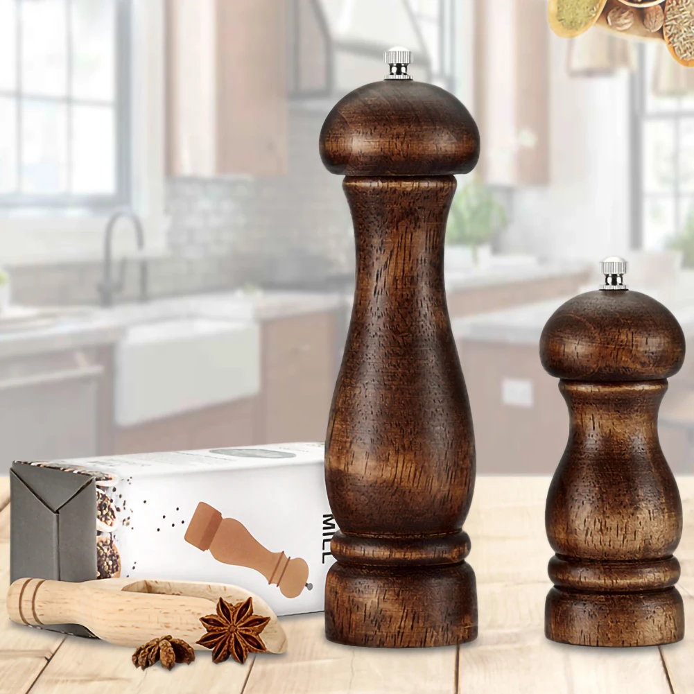 Solid Wood Pepper Grinder Kitchen Tool Manual Multi-purpose With Adjustable Ceramic Grinding Mill Kitchen Tools