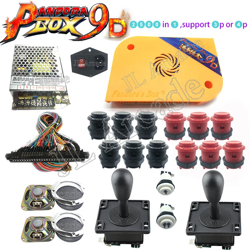 Цвет: желтый Pandora box 9D 2500 В 1 аркадная версия jamma spelbord HDMI VGA DIY аркадная ktis met джойстик черный колпачок knoppen luidsprekers слот - Цвет: Цвет: желтый