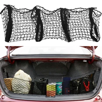 

Universal Nylon 3 Pocket Mesh Trunk Car Rear Cargo Organizer Net goods Storage Elastic Mesh Holder