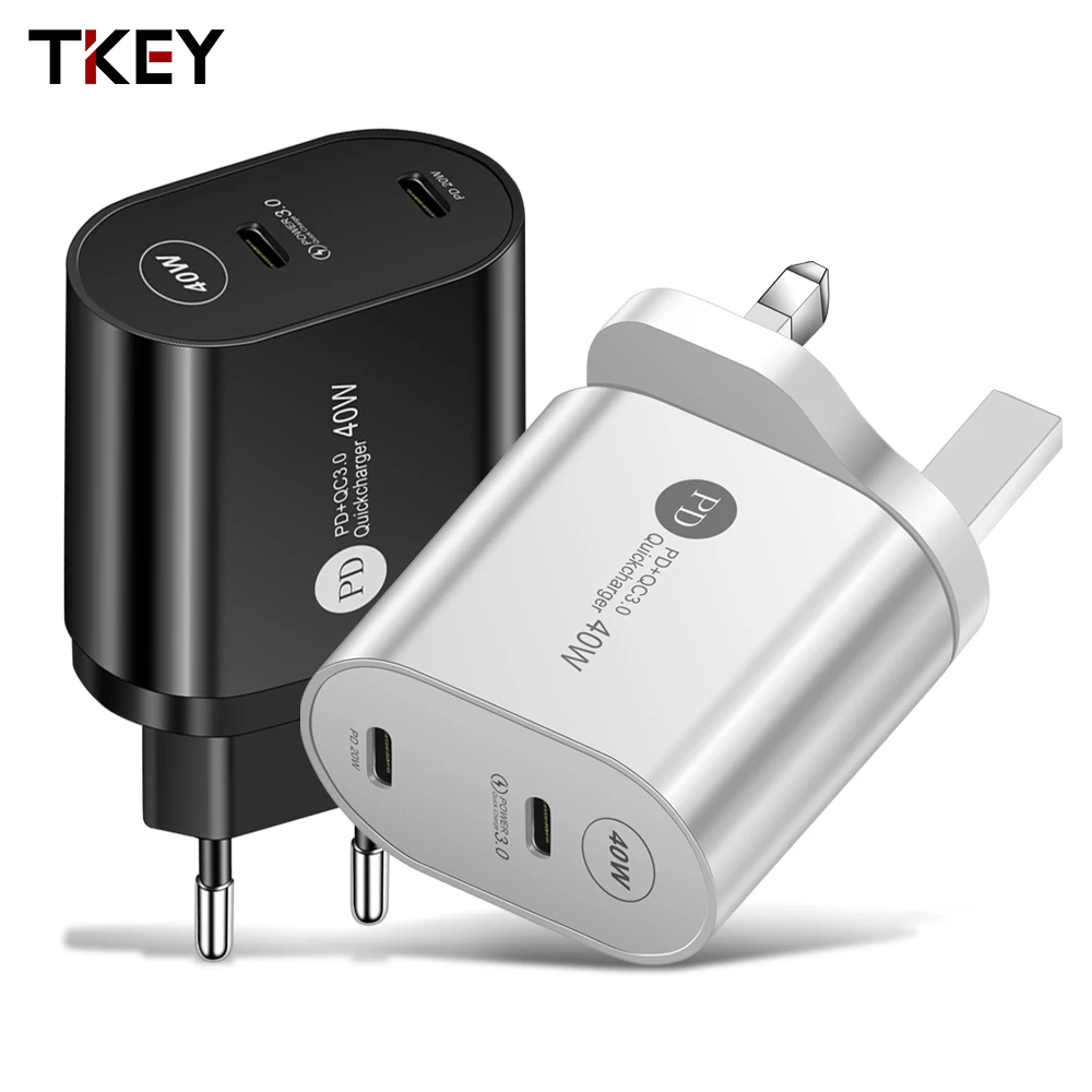 PD40W мобильный телефон Charger QC3.0 Быстрая зарядка для EU/UK/US Plug Dual Port PD Type-C Flash Charge