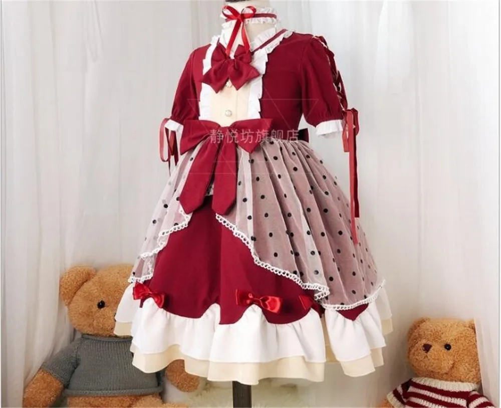 Palace Lori girl Lace Knee-length Dress Lass Sweet Christmas long Sleeve Japan Style Children Lolita Dress B816