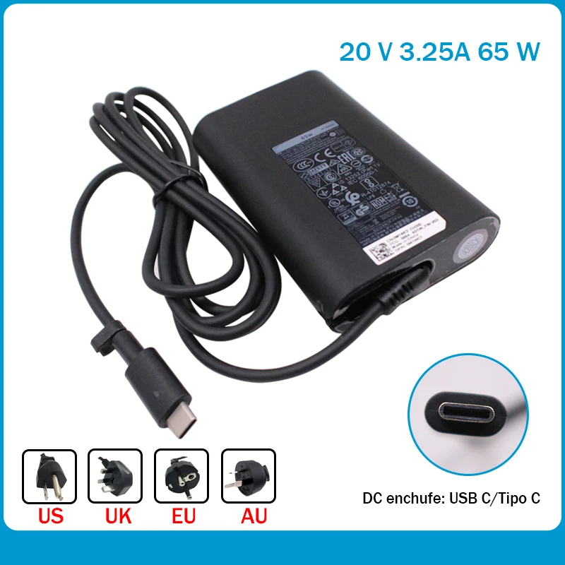 65 Вт USB-C tipo-C 20 V 3.25A AC адаптер для DELL HA65NM170 LA65NM170 зарядное устройство XPS 12 (9250) место 10