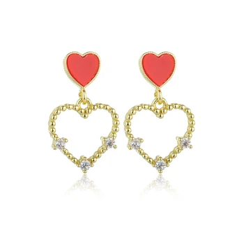 

2020 Korean new heart simple zircon drop earrings elegant fashion women girl earrings party jewelry gifts