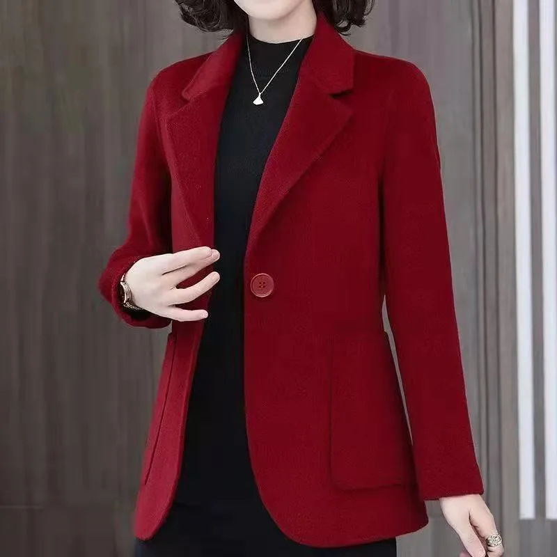 Woolen Small Suit Women's Coat Autumn Winter 2022 New Female Outerwear elegant Long Sleeve Suits Slim Blazer Ladies Jacket lawn suits