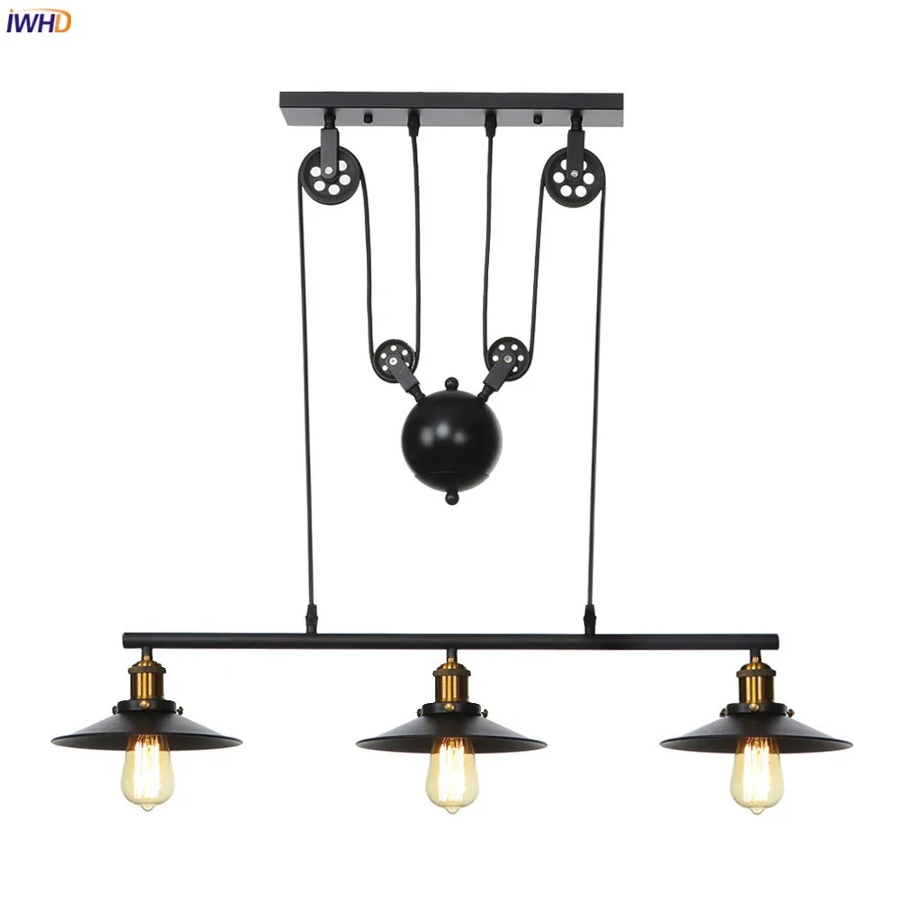 IWHD винтажные подвесные светильники в стиле ретро с 3 головками освещение для
