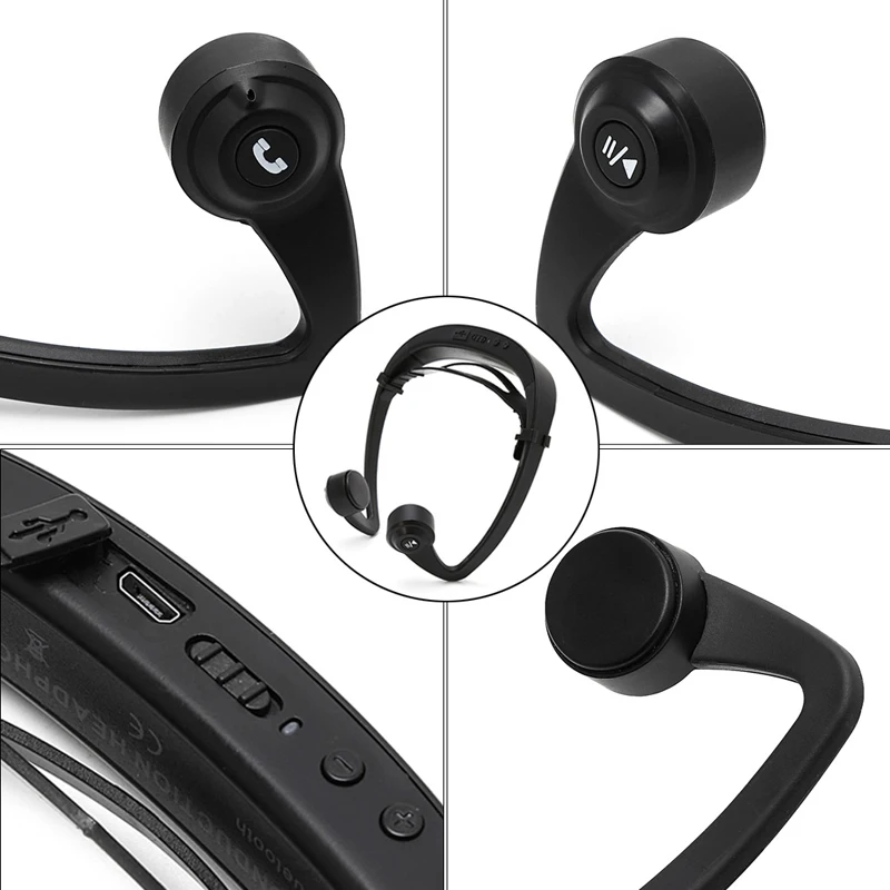 ALITER черные проводящие наушники открытый ухо беспроводной Bone Bluetooth гарнитура w Mic