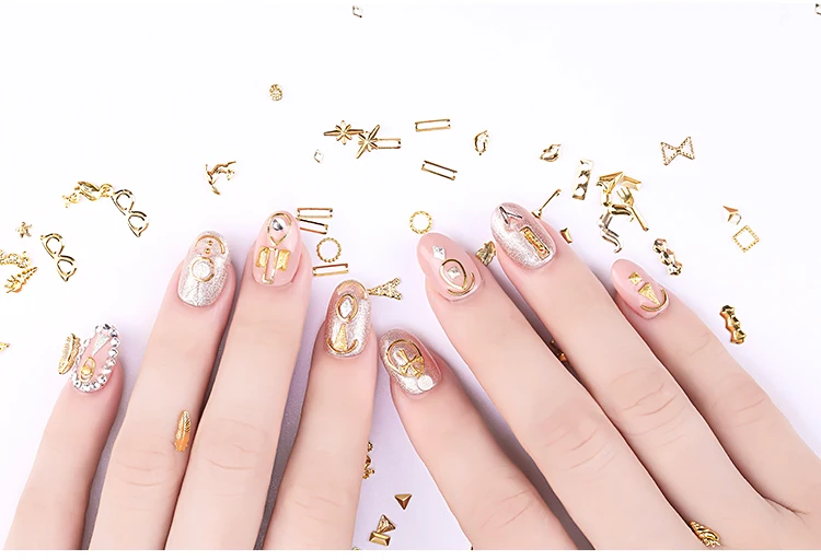 PinPai brand 3d metal nail art decoration 10 kinds gold nail jewelry decoration