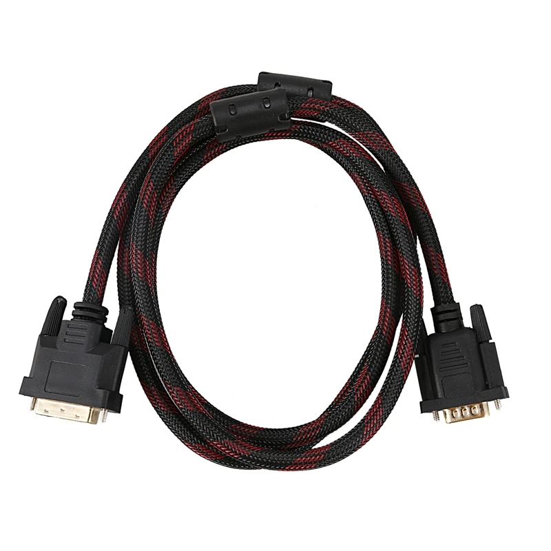 

DVI-I 24+5 Dual Link Male to VGA Male Cable 1.5M Red Black