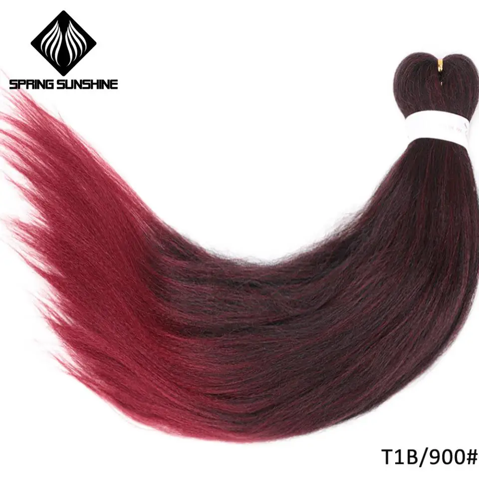 Длинные предварительно растянутые волосы EZ, легко косички, огромные косички, Омбре, косички волос, синтетические волосы кроше для наращивания, низкотемпературное волокно - Цвет: T1B/бордовый