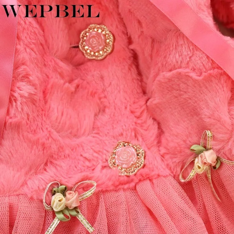 WEPBEL/флисовое пальто для маленьких девочек; детская зимняя теплая куртка-пуховик с кружевом; зимний комбинезон; одежда