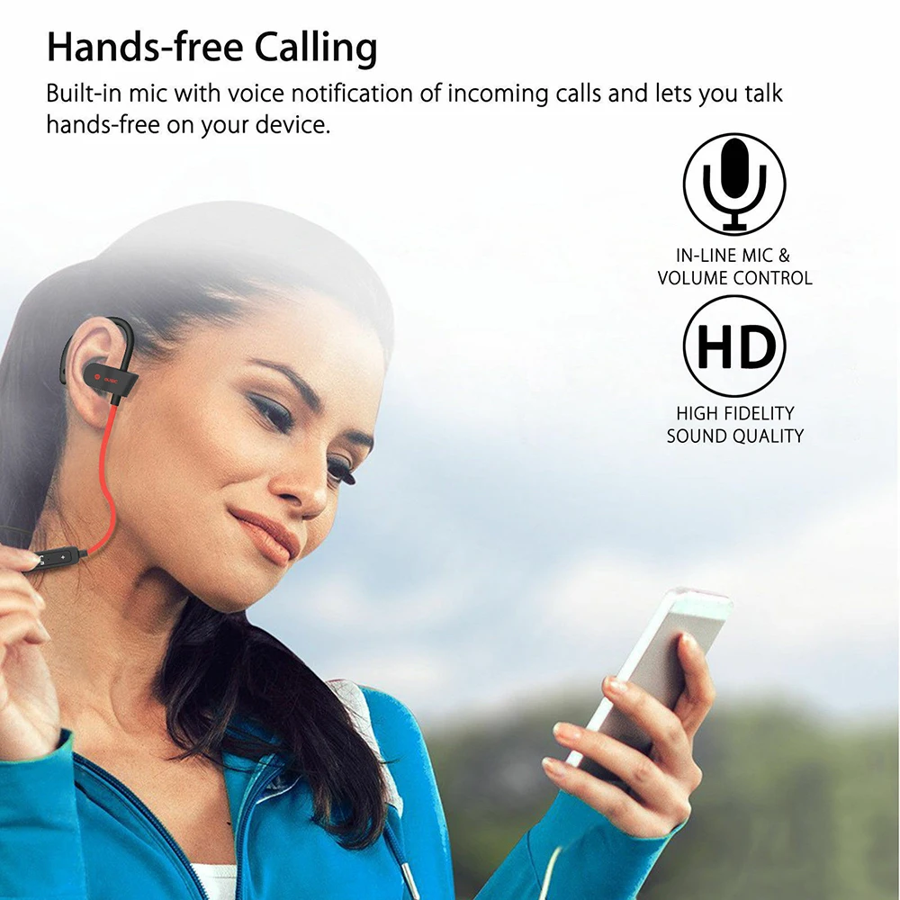Bluetooth V5.0 беспроводные наушники спортивные наушники-вкладыши шумоподавление HD голосовые наушники для Iphone 7/X huawei Xiaomi