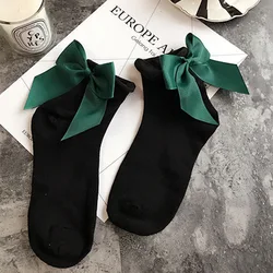 Summer 1 Pair Lolita Style Japanese Maiden Lovely Woman Candy Color Bow Short Cotton Socks High Quality kawaii