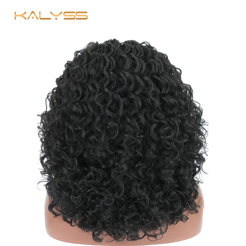 Kinyss 8 дюймов черный глубокий кудрявый синтетический короткий кружевной передний парик для черных женщин афро кудрявый парик шнурка средняя часть волос парики