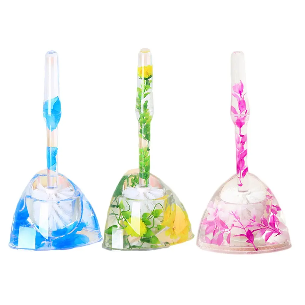 Toilet Brush Set With Base Cleaning Brush Creative Crystal Toilet Brush Plastic Brush Head Blue Green Rose Red