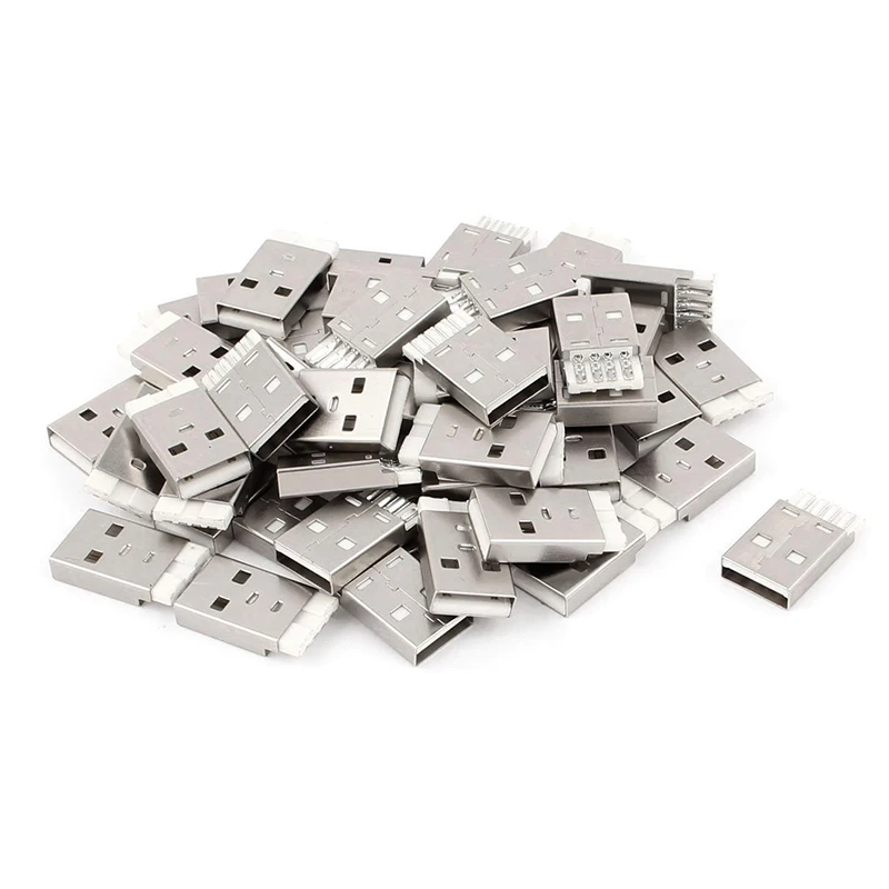 

55pcs DIY USB 2.0 Type A Solder 4 Pin Male Plug Connector Socket Jack