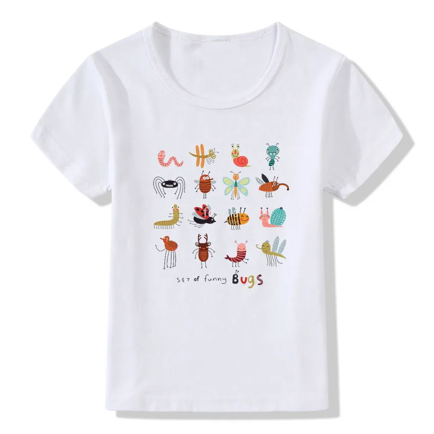 Коллекция года, Детская футболка с принтом «насекомое» для мальчиков и девочек, Забавный дизайн улиток, топы, футболки, детская летняя футболка одежда с круглым вырезом - Цвет: C3