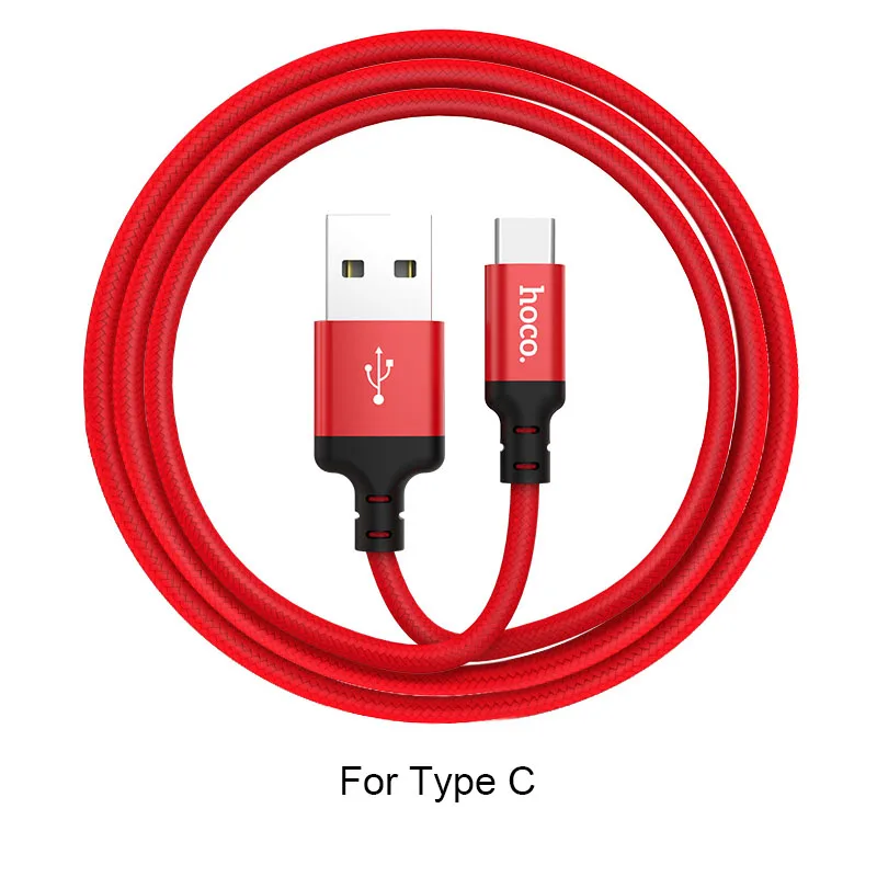 HOCO X14 33 шт./лот,, 1 м, 2 м, нейлоновый USB кабель для iPhone type-C, кабель Micro для samsung, USB C кабель - Цвет: Red for Type C