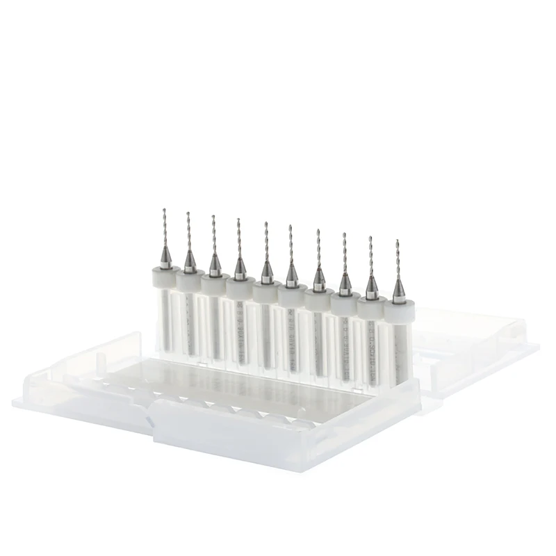 

Drop Shipping Hot 10Pc 0.9mm Tip 1/8" Shank Spiral Flute Tungsten Carbide Micro PCB Drill Bits
