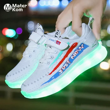 

Size 25-35 Luminous Sneakers for Boys Breathable Glowing Shoes Children USB Charge Luminous Sneakers Unisex Led Light Up Shoes