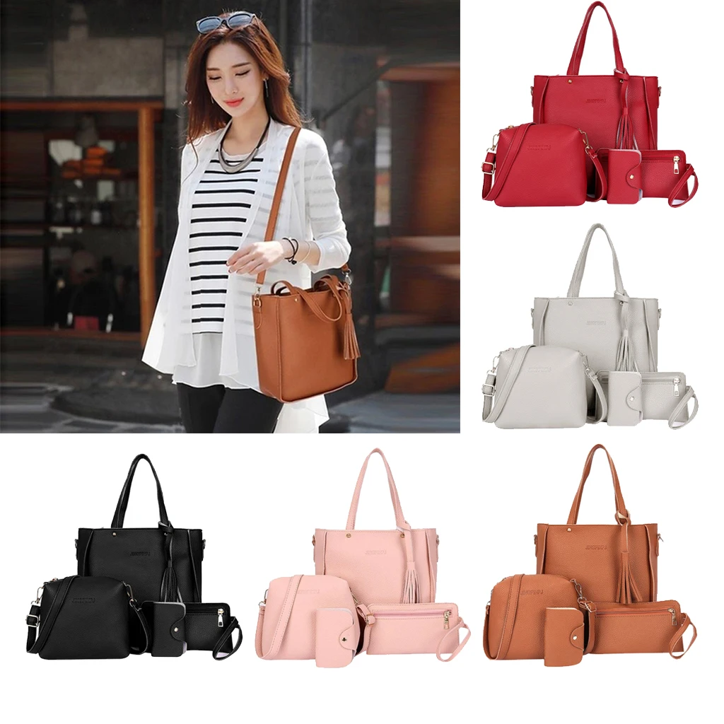 4 in 1 Tote Bag for Women Girls Shoulder Bags Handbags Purse Set,