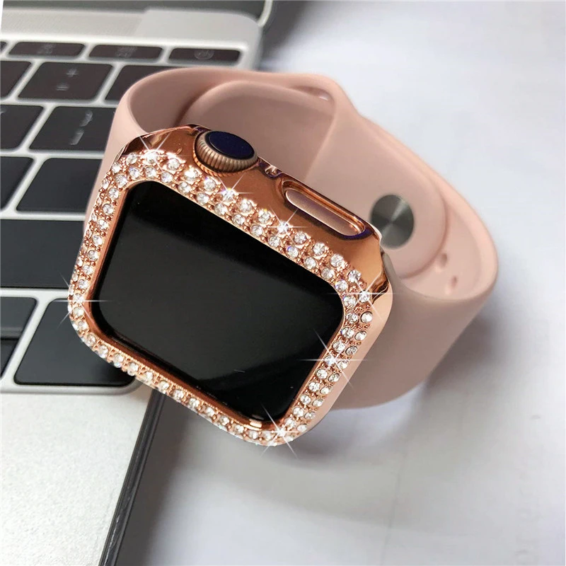 Алмазный чехол для Apple watch band 5 4 3 Чехол 44 мм 40 мм 42 мм 38 мм iwatch band Кристальный защитный бампер