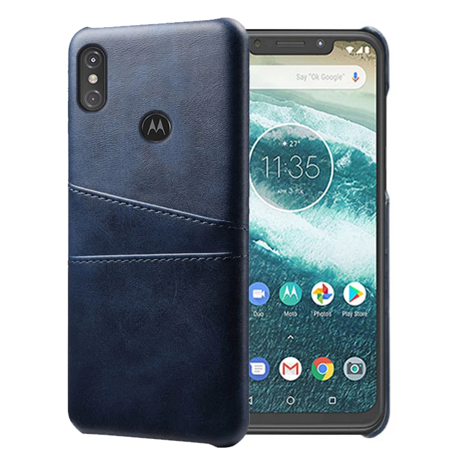 Кожаные держатели для телефонов SCK для телефонов Motorola Moto One power(P30 Note), тонкий гибридный жесткий чехол для телефона - Цвет: Темно-синий