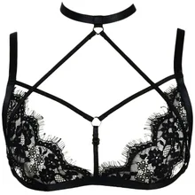 JLX. Жгут Черное кружево сексуальное женское белье бюстгальтер портупея для тела ремень Готический Бондаж Клетка Кружевной Бюстгальтер Панк Rave Edgy Регулируемый боди жгут