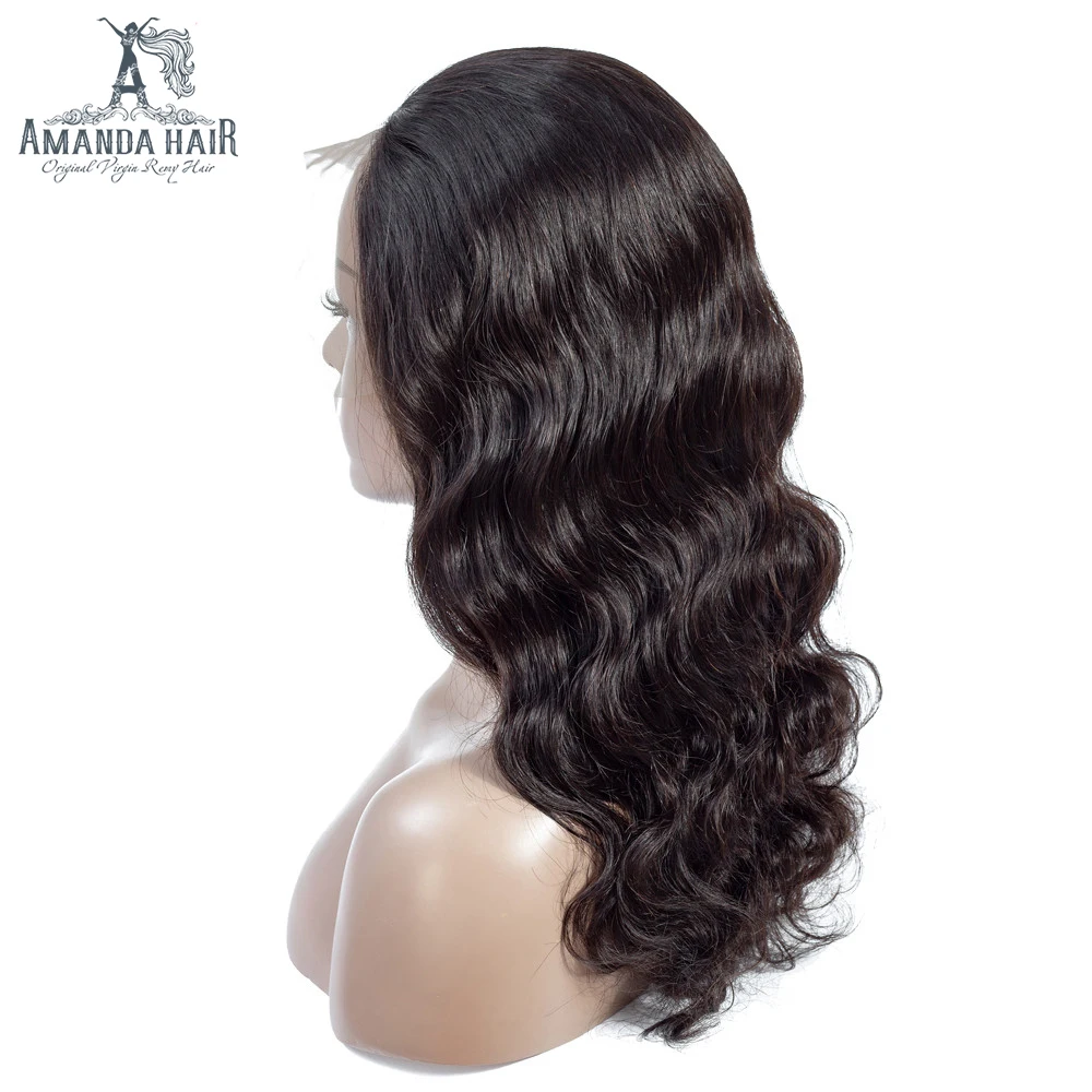 Amanda Body Wave Peruvian 13x4 Lace Front Wigs Pre Plucked Hairline Natural Color Remy Human Hair Lace Front Wigs 8-24 Inches