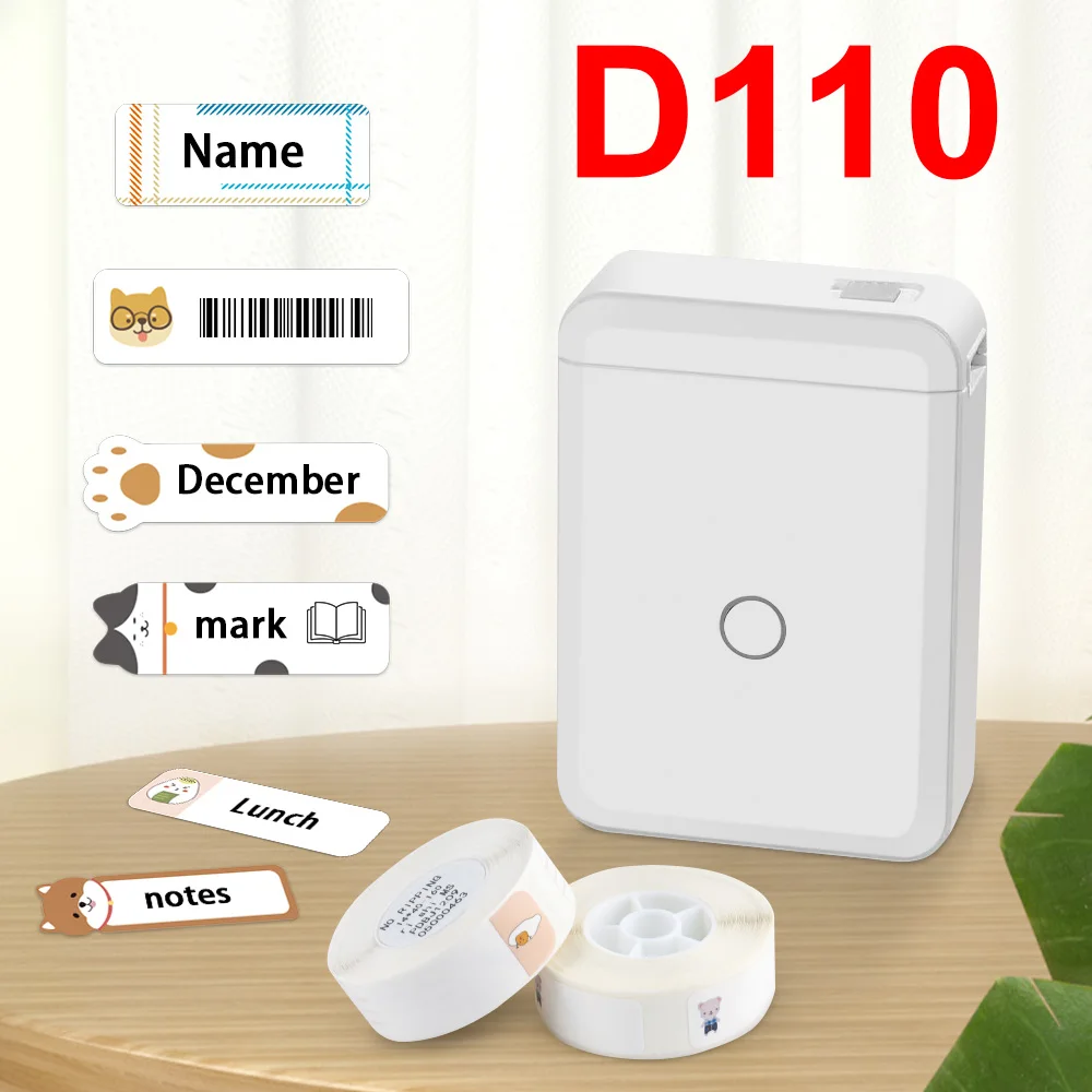 Niimbot D110 Label Maker Machine with Niimbot D11 White Printing Label