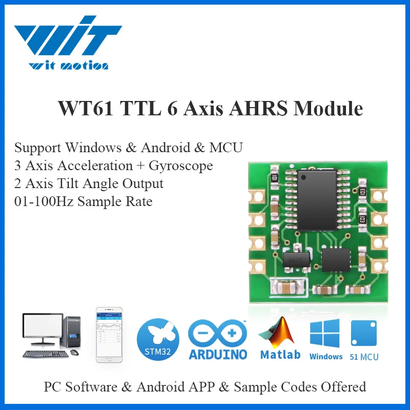 WitMotion WT61 6 Axis AHRS Сенсор цифровые угол наклона Инклинометр + акселерометр + гироскоп MPU6050 модуль PC/Android/MCU