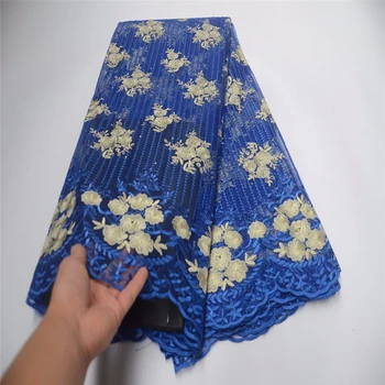 

African Lace Fabric With Beads High Quality French Lace Embroidery Tulle Lace Fabric For Wedding Dress 5 Yards