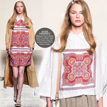 

Rotating Four Seasons White Beautiful Red Ethnic Printed Twill Rayon Fabric Comfortable Fabric