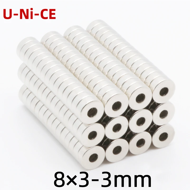 

10/30/100 pieces 8x3-3 neodymium magnet 8mm x 3mm hole 3mm N35 rare earth round Super powerful permanent magnetic disc magnets