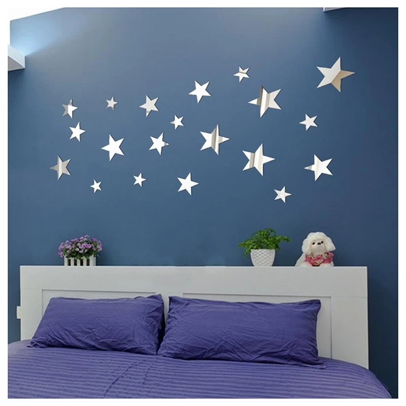2021 New 20pcs Star 3D Mirror Wall Sticker DIY Acrylic Mirror Sticker