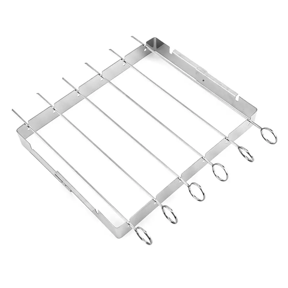 

Barbecue Skewer Stainless Steel Shish Kabob Skewers Flat BBQ Metal Skewers For Grilling With Grill Rack