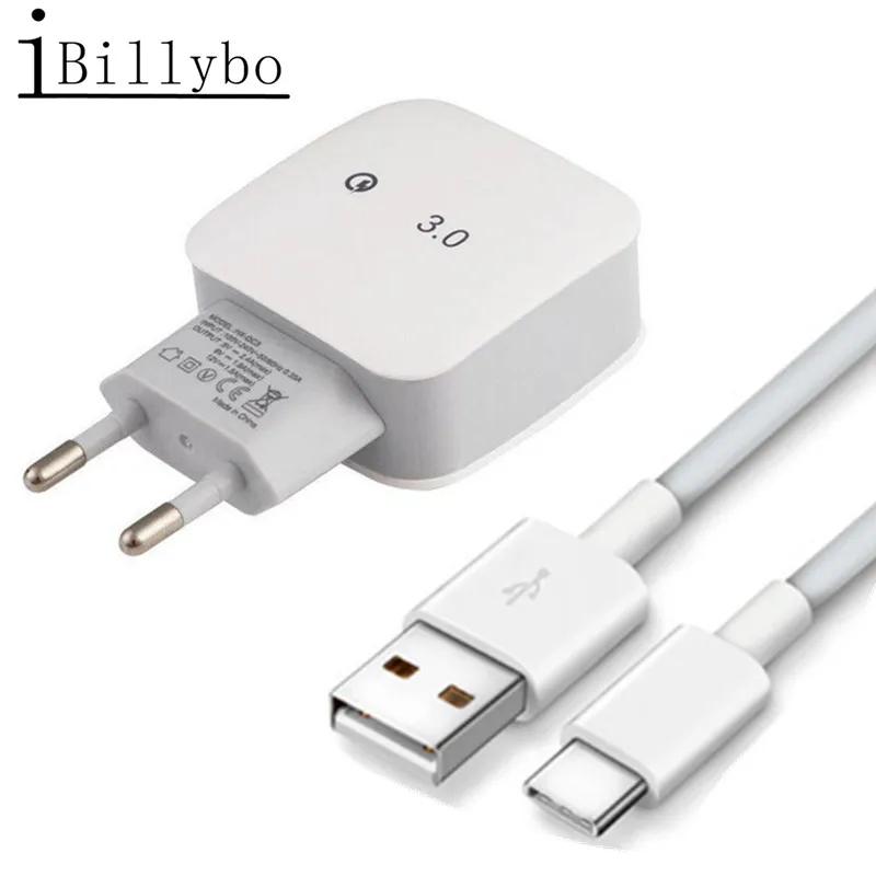 Быстрая 3,0 Быстрая зарядка EU вилка зарядное устройство для Xiaomi Redmi Note 7 usb type C кабель для samsung S10 Plus huawei P30 Pro P20 Tipo C